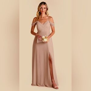 Birdy Grey Spence Convertible Dress with Slit Chiffon Taupe sz M NWT